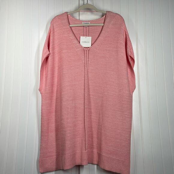NWT Croft & Barrow Women's Pink V-Neck Pullover Sweater Top Blouse Size 3X - Picture 1 of 7